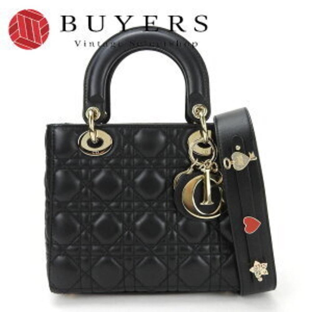 Christian Dior shoulder bag Lady Cannage My ABC lambskin leather black